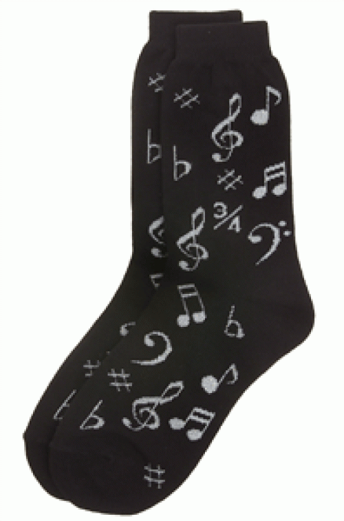 Sokker - Damesokker med noter (Svart m/ notemønster)
