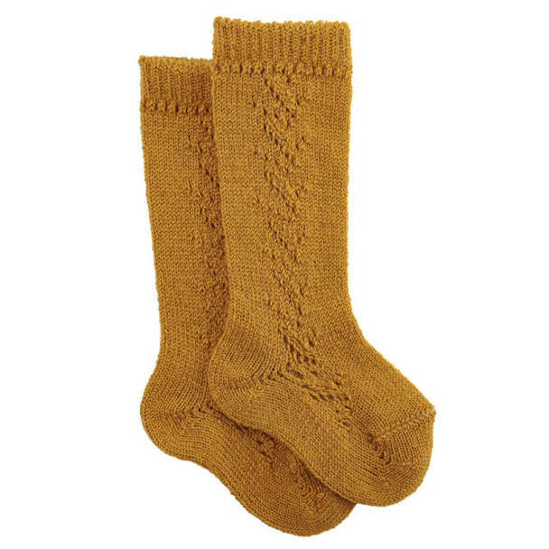 Knestrømper Perlemønster Ull - Curry (919)