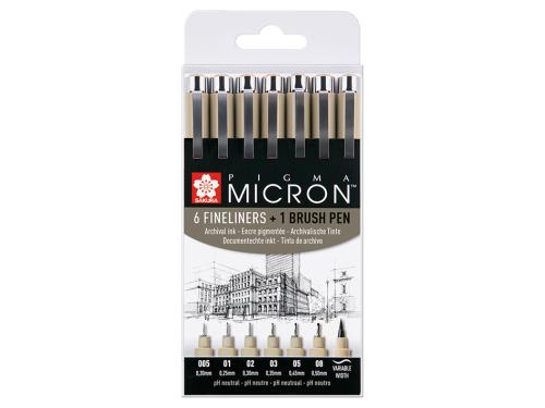 Sakura Pigma Micron Sett – #49 6+1stk Brush