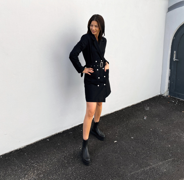 Dora Blazer Black Denim Dress - Image 2