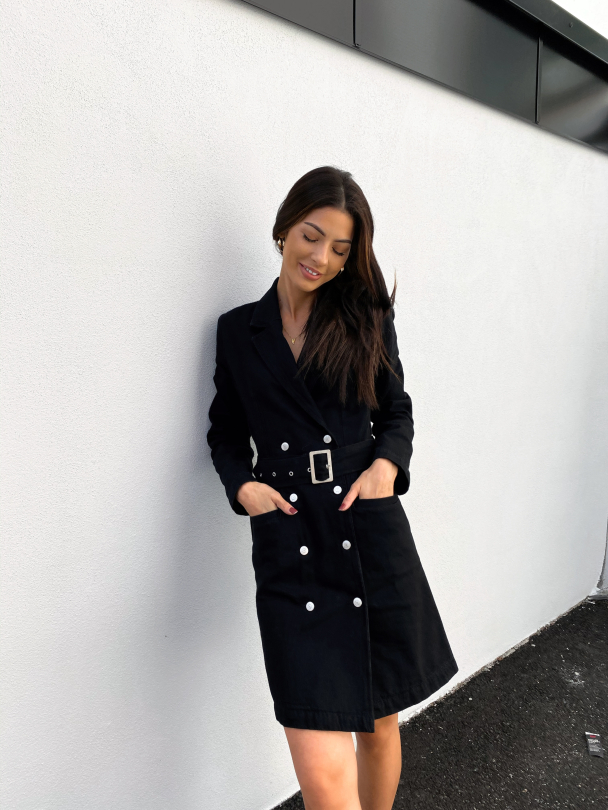 Dora Blazer Black Denim Dress - Image 3