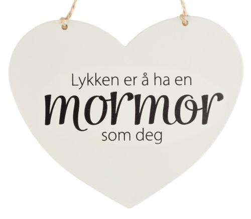 Metallskilt hjerte lite Lykken...mormor