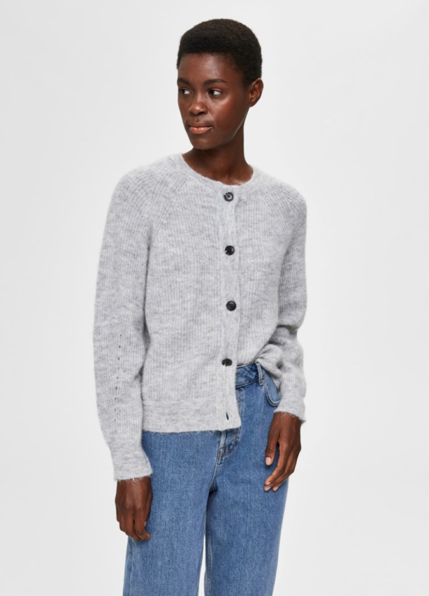 Lulu Knit Short Cardigan - Light Grey  - Image 2