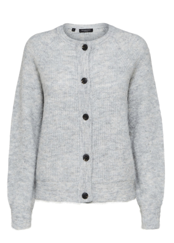 Lulu Knit Short Cardigan - Light Grey  - Image 1