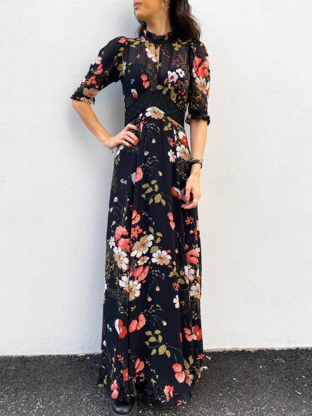 Delicate Semi Lace Gown - Flowers  - Image 1