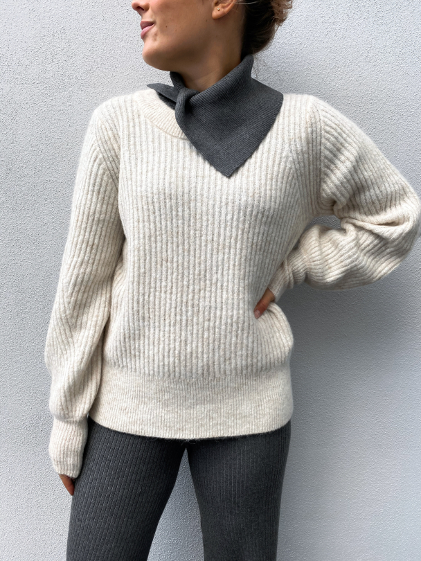 Sif New Rib Knit O-Neck - Melange - Image 1