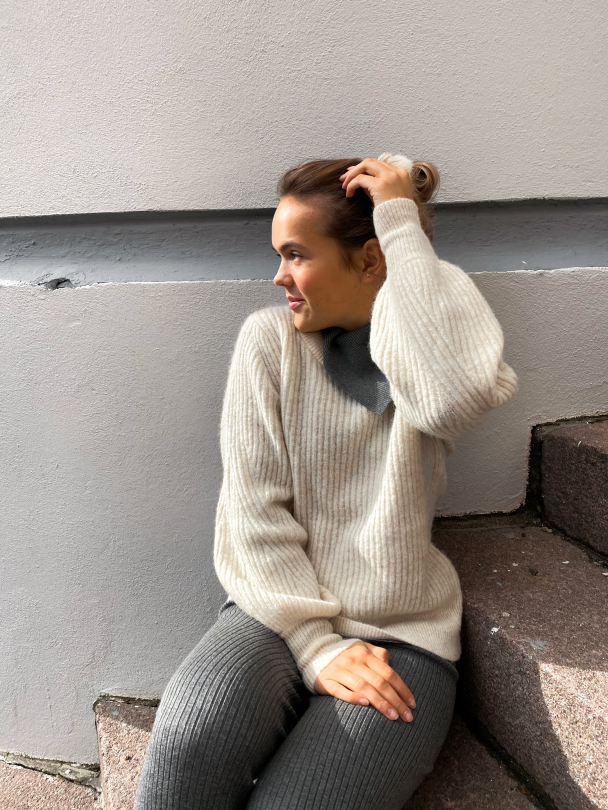 Sif New Rib Knit O-Neck - Melange - Image 3