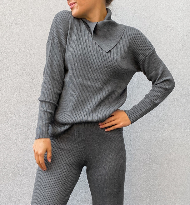 Gaia Knit Pullover - Dark Grey Melange - Image 1