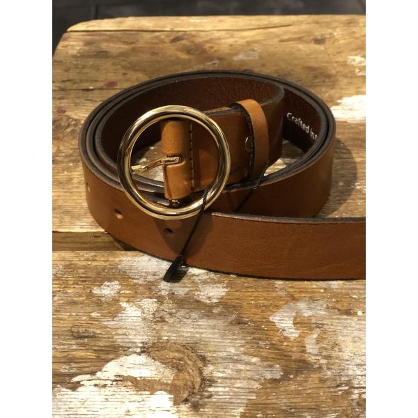 Bosswik cognac gold belt D10139