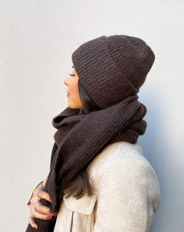 Linna Knit Scarf - Coffee Bean/Melange  - Image 2