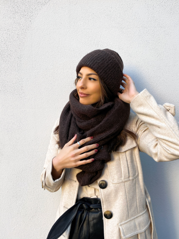 Linna Knit Scarf - Coffee Bean/Melange  - Image 3