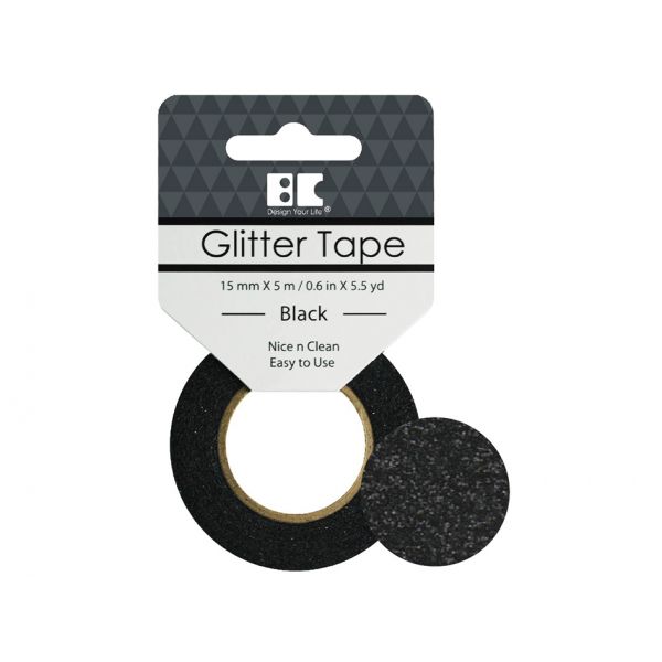 BC Glitter Tape – 15mm x 5m – Black