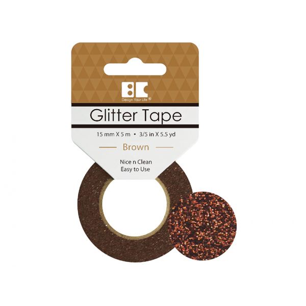 BC Glitter Tape – 15mm x 5m – Brown