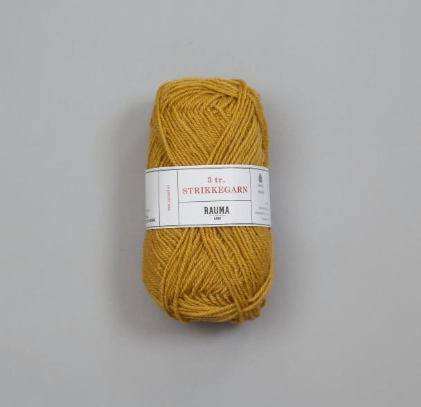 Rauma 3-tråds strikkegarn - 150 Sennepsgul