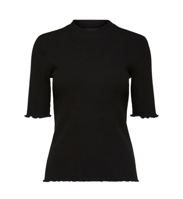 Anna 2/4 Crew Neck Tee - Black  - Image 2