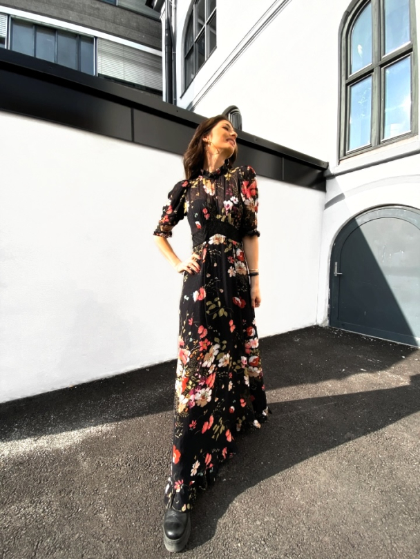Delicate Semi Lace Gown - Flowers  - Image 2