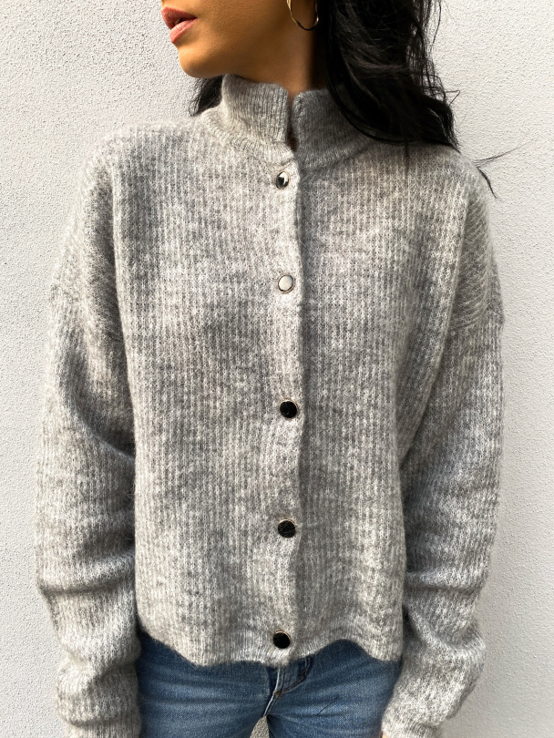 Debbie Short Cardigan High-Rise Grey Melange - Image 1