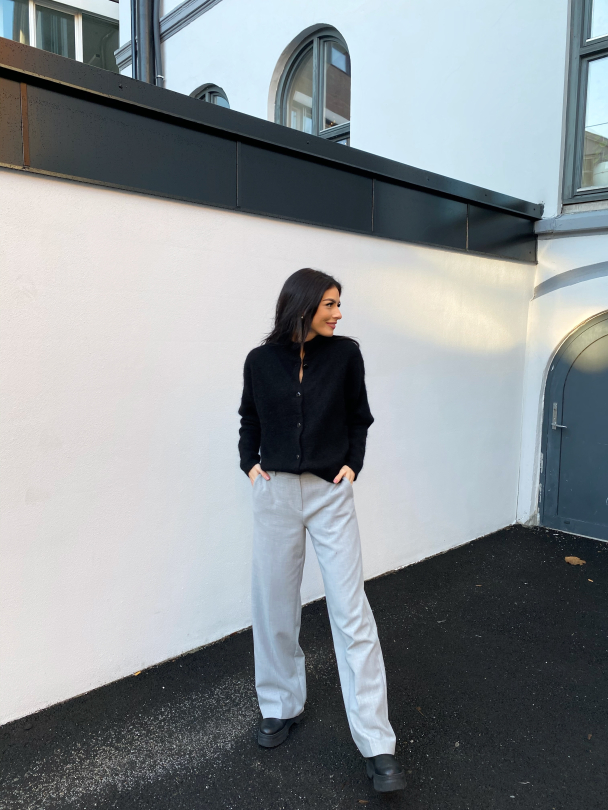 Rita Wide Pant - Light Grey Melange - Image 3