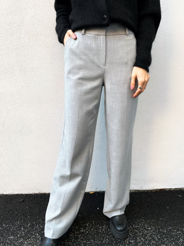 Rita Wide Pant - Light Grey Melange - Image 1