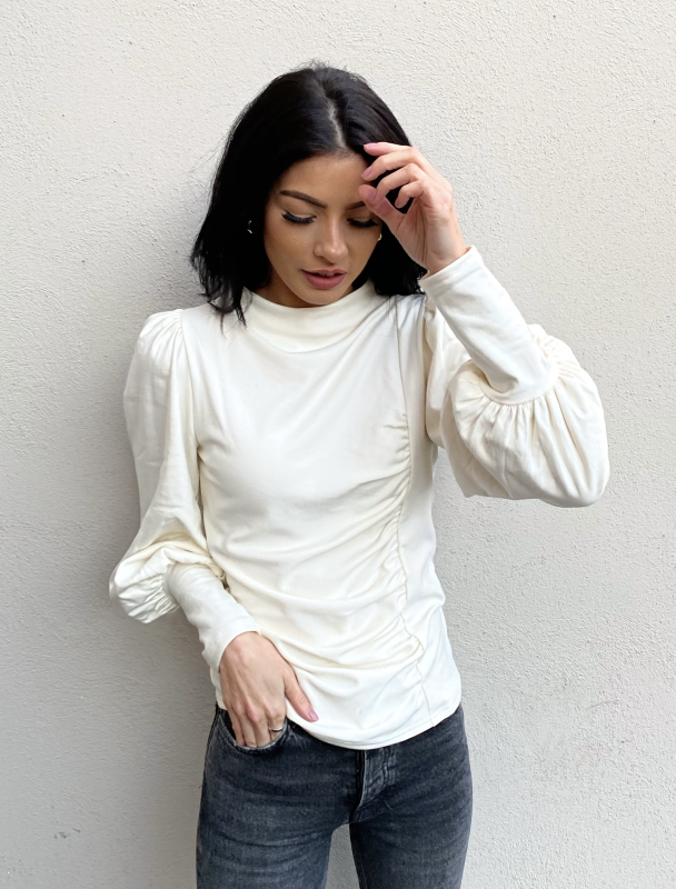 Rifa Puff Blouse - Egret - Image 1