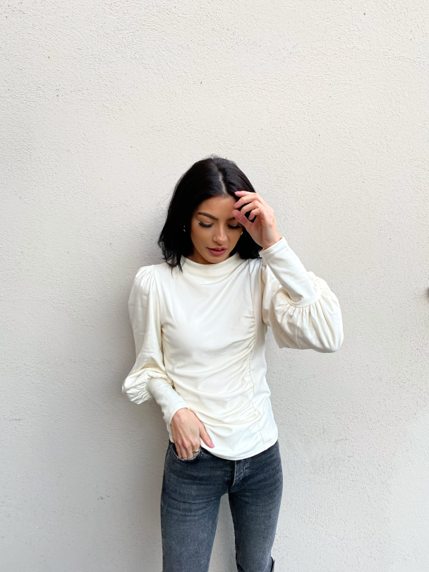 Rifa Puff Blouse - Egret - Image 3
