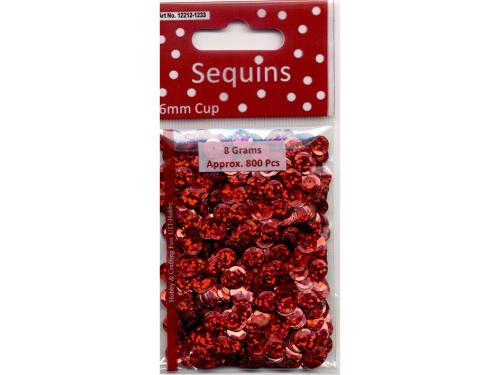 Paljetter Cup – 6mm 8g – Glitter rød
