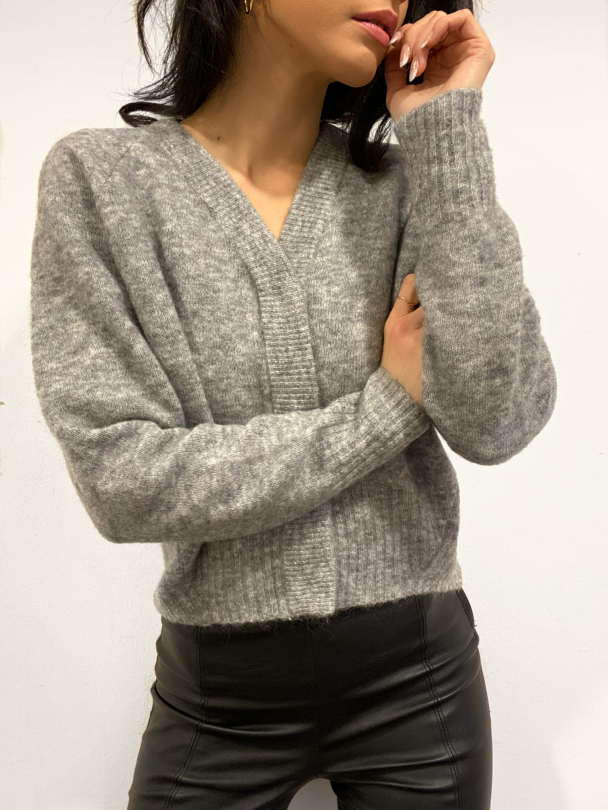 Brook Knit Boxy Cardigan - Grey Melange - Image 1