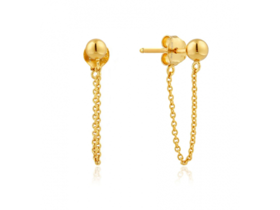 Gold Modern Chain Stud Earrings