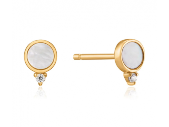 Gold Mother Of Pearl Stud Earrings