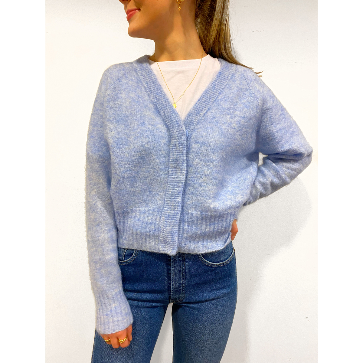 Brook Knit Boxy Cardigan Brunnera Blue Second Female Seven Tønsberg