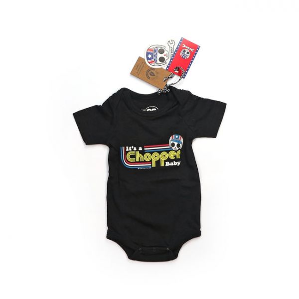 BOBBY BOLT IT'S A CHOPPER BABY BODYSUIT BLACK