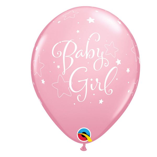 Lateksballong 6p Baby Girl Rosa