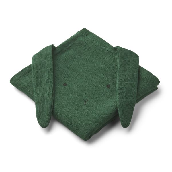 LIEWOOD - HANNAH MUSLIN KLUT 2-PK RABBIT GARDEN GREEN