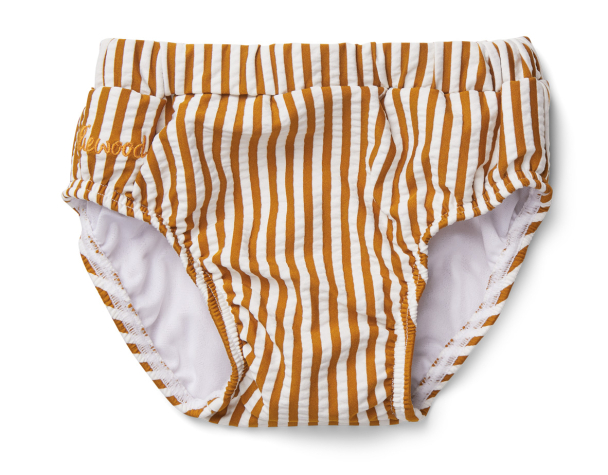Frej Baby Swim Pants Seersucker - Stripe Mustard/White - Image 1