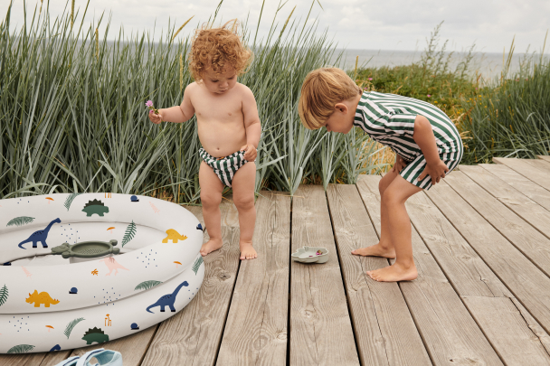 Frej Baby Swim Pants - Stripe Garden Green/Sandy - Image 3