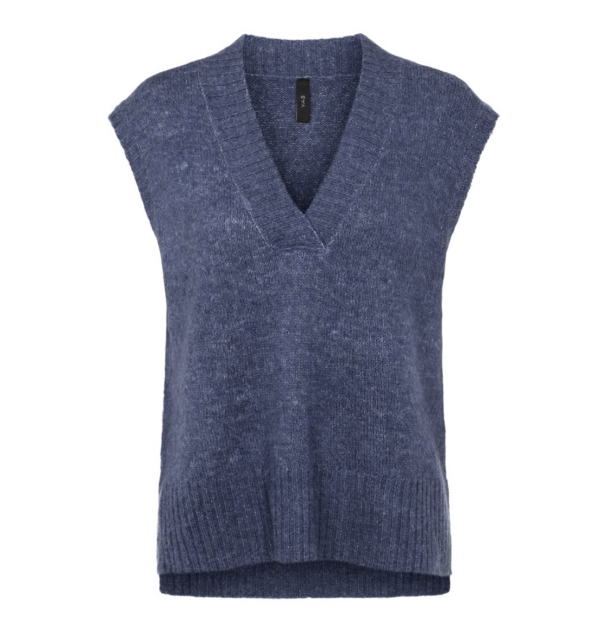 Apple Knit Gilet - Dusty Blue Melange - Image 2