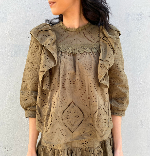 Tara 3/4 Top - Military Olive  - Image 1