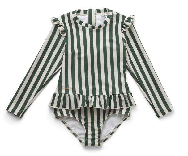 Liewood | Sille Swim Jumpsuit - Stripe Garden Green/Sandy - Image 1