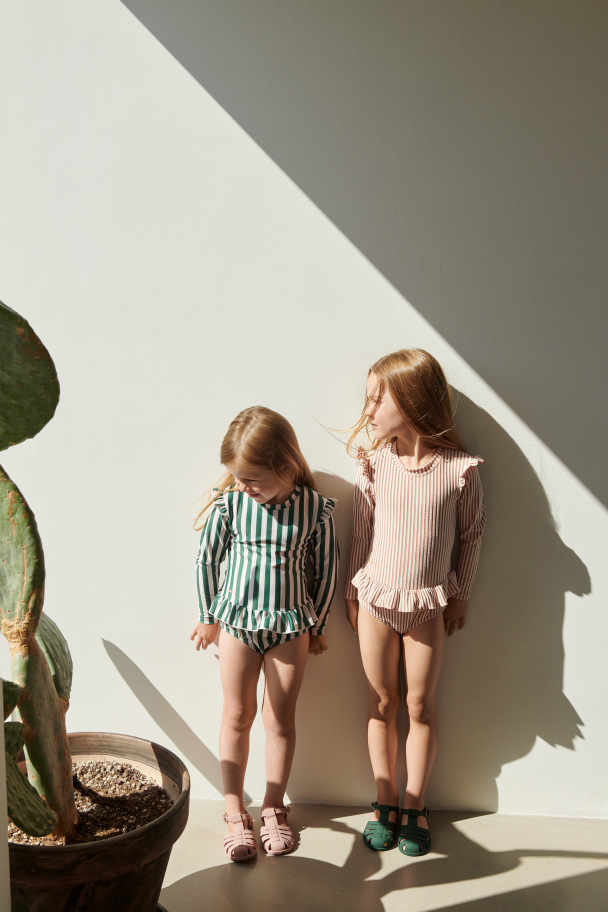 Liewood | Sille Swim Jumpsuit - Stripe Garden Green/Sandy - Image 3