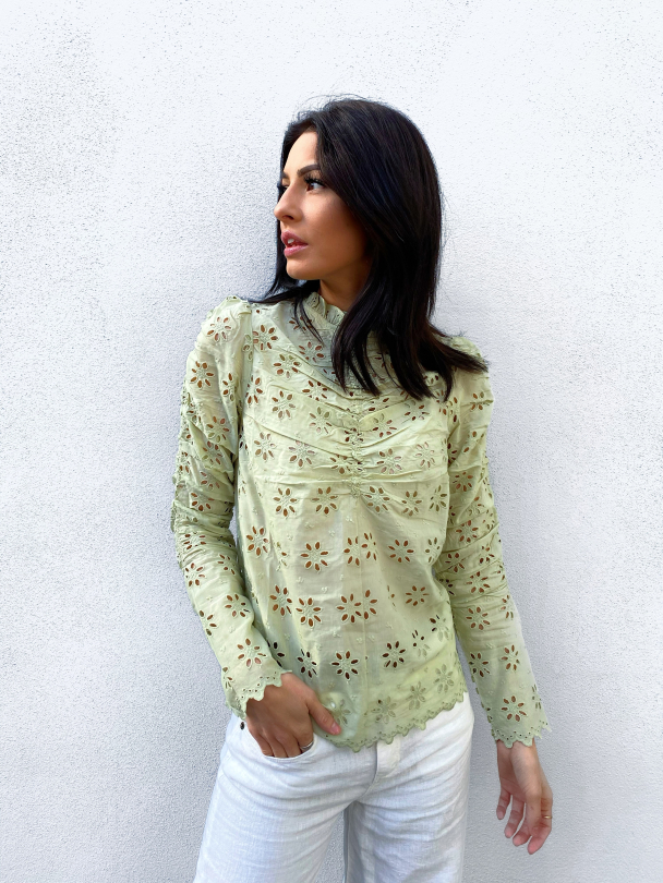 Broderie Anglaise Top - Mint  - Image 2