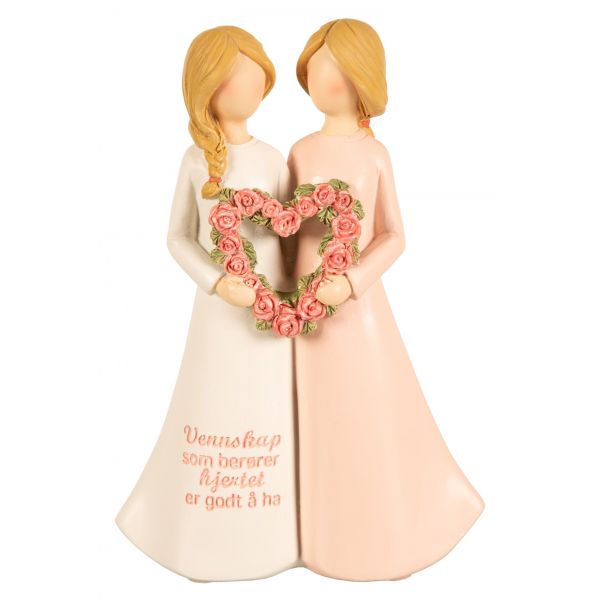 Figur m/hjerte rosa/hvit Vennskap som...