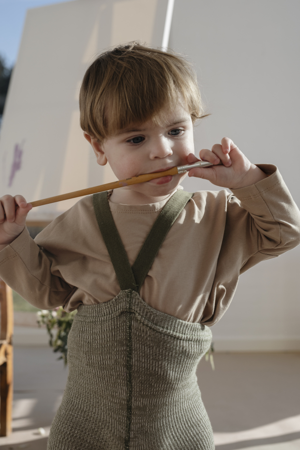 Footless Tights - Creamy Olive - Image 2