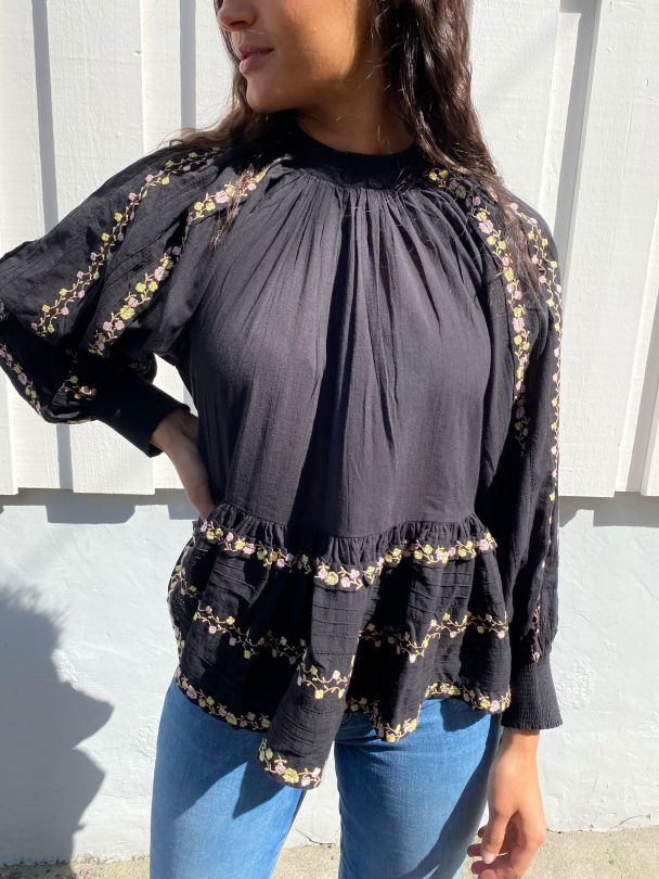 Cotton Embroidery Top - Black - Image 1
