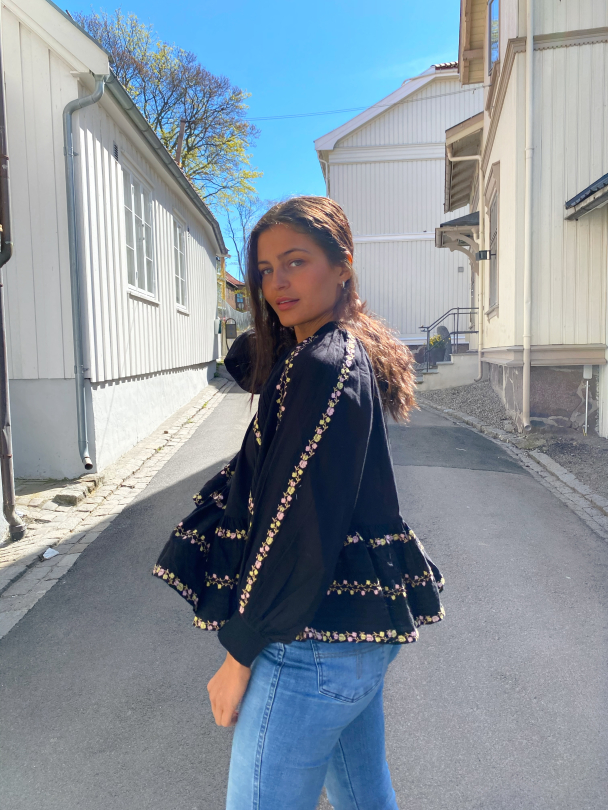 Cotton Embroidery Top - Black - Image 3