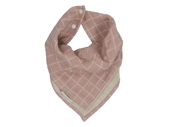 Fold over Bib - Grid - Old Rose