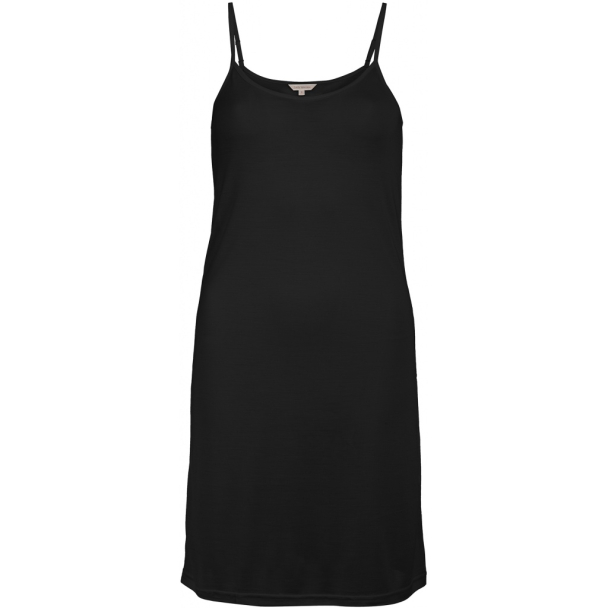 Silk Jersey spaghetti dress, sort - Image 1