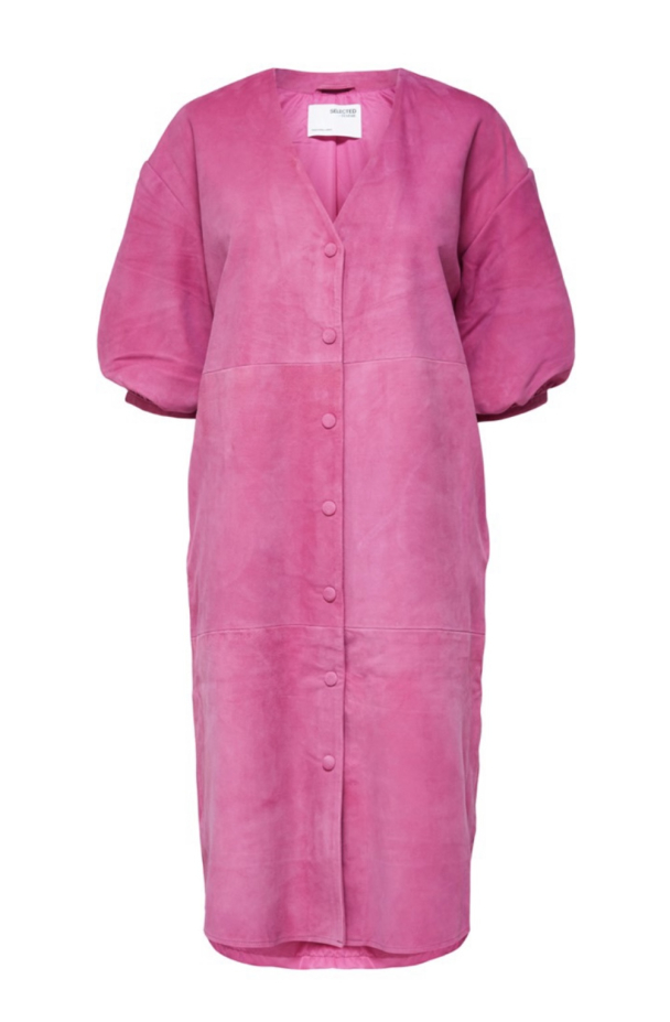 Vanessa 2/4  Leather Shirt Dress - Rose Violet - Image 2