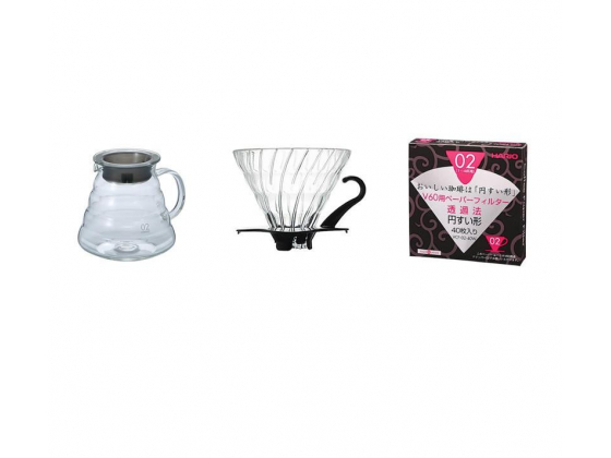 HARIO V60-02 BRYGGESETT I GLASS