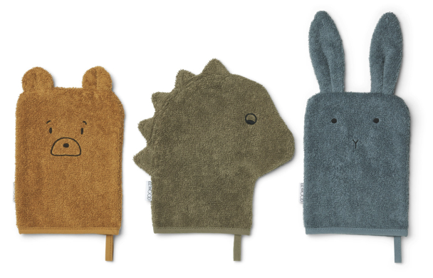 Liewood | Sylvester Vaskekluter 3-pk - Whale Blue Multi Mix - Image 1