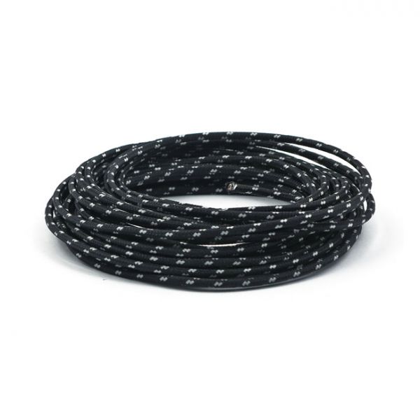 7,5 M. BLACK/WHICLASSIC CLOTH COVERED WIRING, 